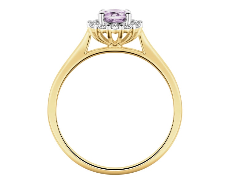14 K Rhodium-Plated Yellow Gold Ring  - fineness 14 K