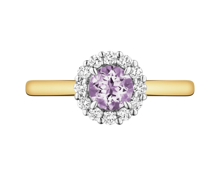 14 K Rhodium-Plated Yellow Gold Ring  - fineness 14 K