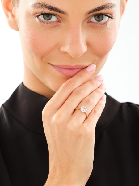 14 K Rhodium-Plated Yellow Gold Ring  - fineness 14 K