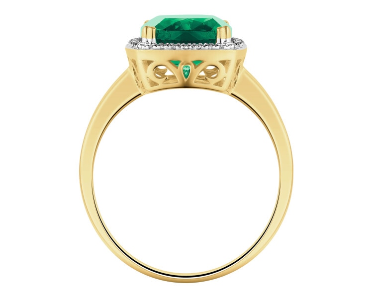 14 K Rhodium-Plated Yellow Gold Ring  - fineness 14 K