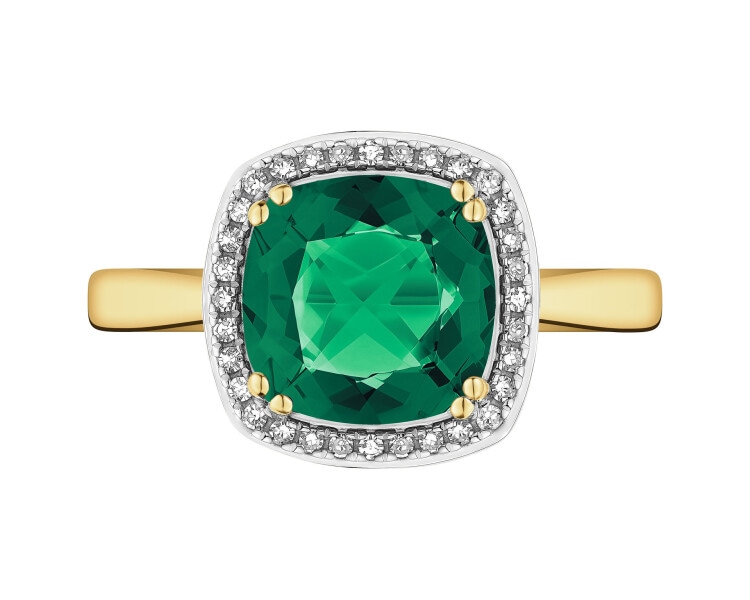 14 K Rhodium-Plated Yellow Gold Ring  - fineness 14 K