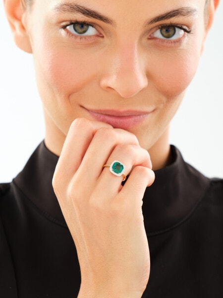 14 K Rhodium-Plated Yellow Gold Ring  - fineness 14 K