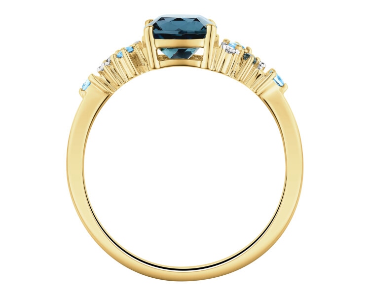 14 K Rhodium-Plated Yellow Gold Ring  - fineness 14 K