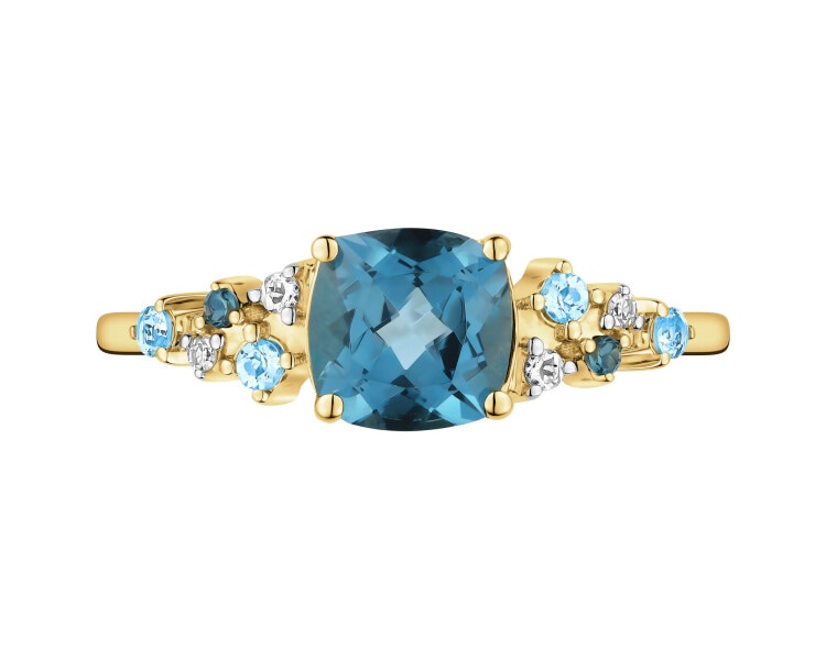 14 K Rhodium-Plated Yellow Gold Ring  - fineness 14 K