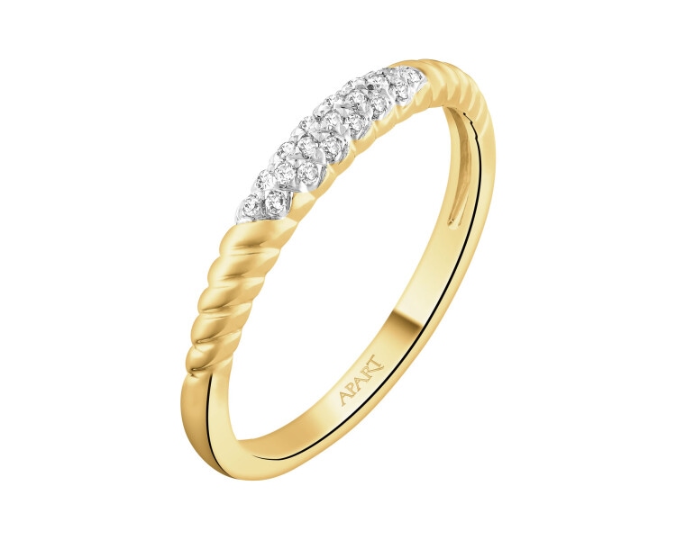 Zlatý prsten s diamanty - 0,06 ct - ryzost 585