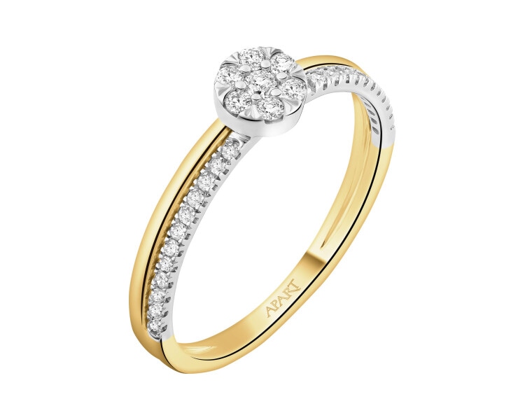 Prsten ze žlutého a bílého zlata s diamanty - 0,20 ct - ryzost 585