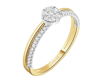Prsten ze žlutého a bílého zlata s diamanty - 0,20 ct - ryzost 585
