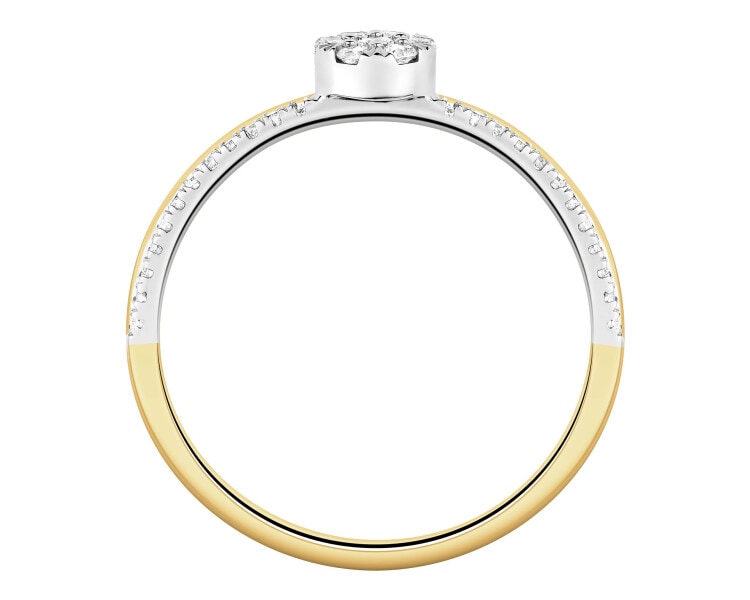 585 Yellow And White Gold Plated Ring with Diamonds - 0,20 ct - fineness 585