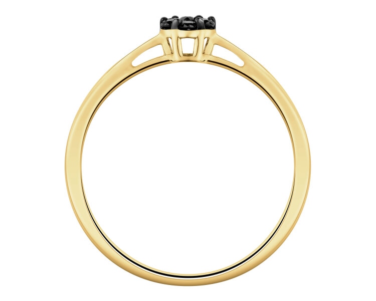14 K Rhodium-Plated Yellow Gold Ring  - 0,11 ct - fineness 14 K