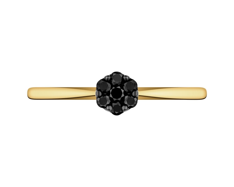 14 K Rhodium-Plated Yellow Gold Ring  - 0,11 ct - fineness 14 K