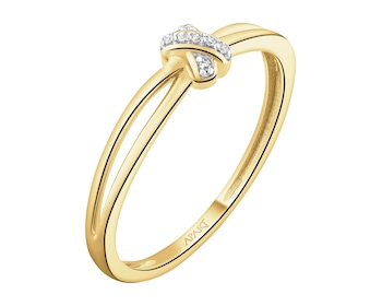 Pierścionek z żółtego złota z diamentami - 0,01 ct - próba 375