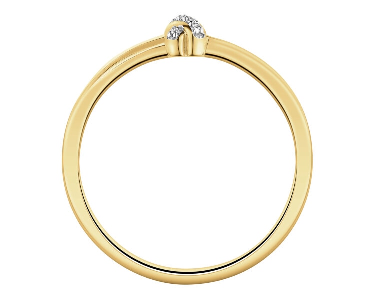 9 K Rhodium-Plated Yellow Gold Ring with Diamonds - 0,01 ct - fineness 9 K
