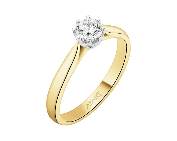 Prsten ze žlutého a bílého zlata s briliantem - 0,35 ct - ryzost 585