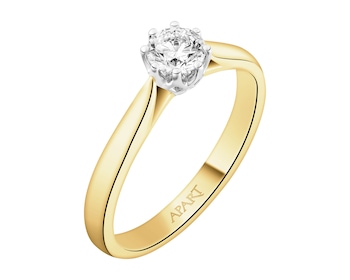 Prsten ze žlutého a bílého zlata s briliantem - 0,35 ct - ryzost 585