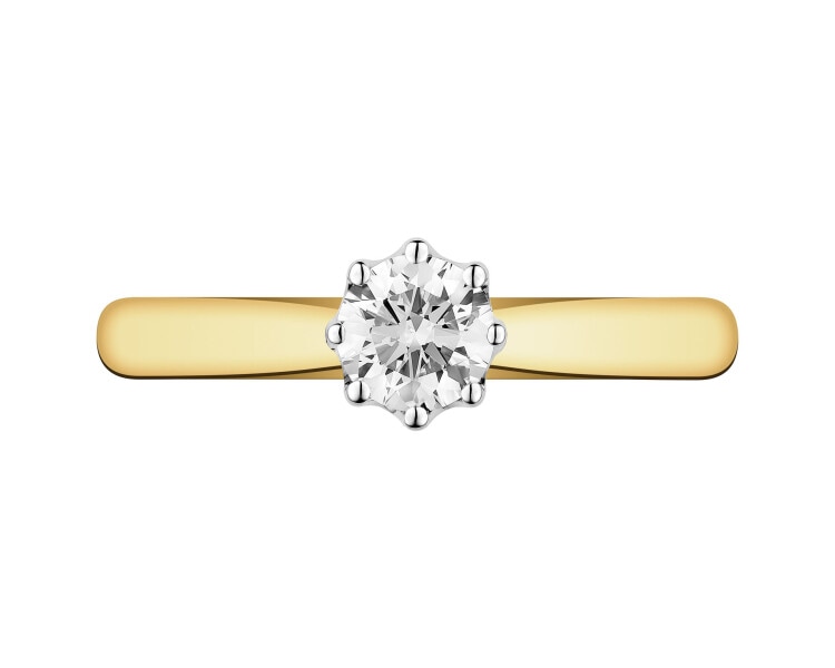 585 Yellow And White Gold Plated Ring with Diamond - 0,35 ct - fineness 585