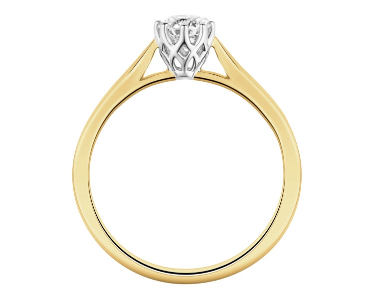 585 Yellow And White Gold Plated Ring with Diamond - 0,35 ct - fineness 585