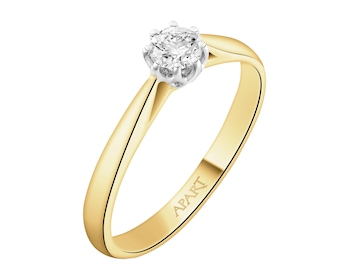 Prsten ze žlutého a bílého zlata s briliantem - 0,25 ct - ryzost 585