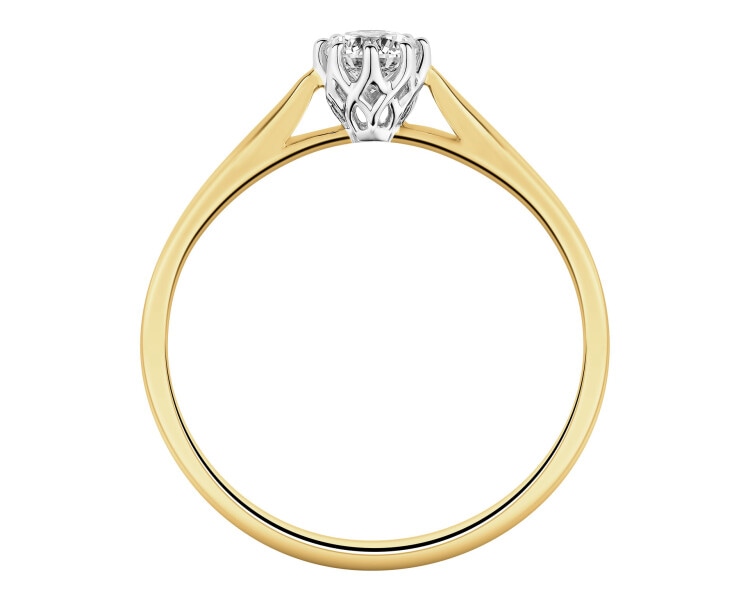585 Yellow And White Gold Plated Ring with Diamond - 0,25 ct - fineness 585
