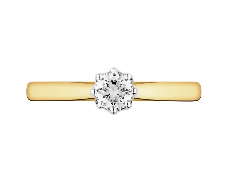 585 Yellow And White Gold Plated Ring with Diamond - 0,25 ct - fineness 585