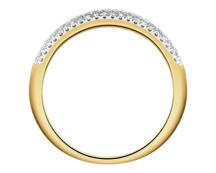 14 K Rhodium-Plated Yellow Gold Ring  - 0,59 ct - fineness 14 K