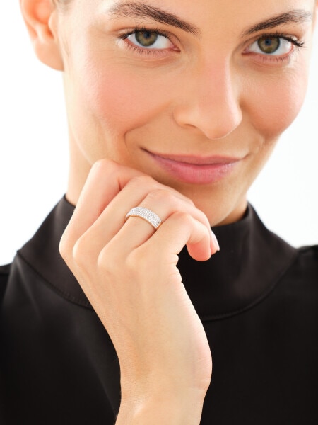 14 K Rhodium-Plated Yellow Gold Ring  - 0,59 ct - fineness 14 K