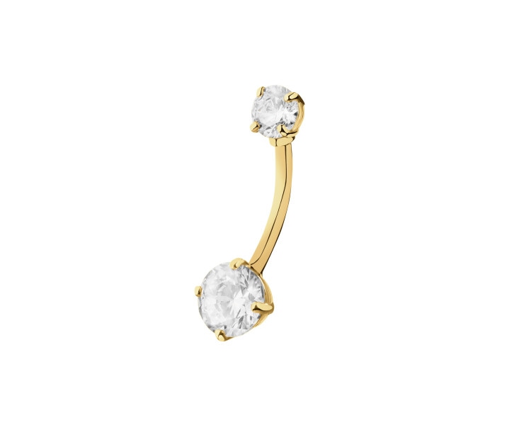9 K Yellow Gold Navel Piercing with Cubic Zirconia