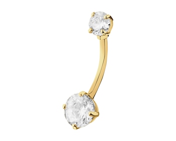 9 K Yellow Gold Navel Piercing with Cubic Zirconia