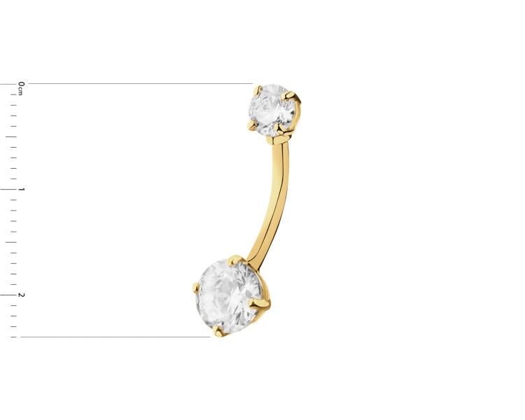 9 K Yellow Gold Navel Piercing with Cubic Zirconia