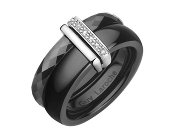 Ceramic and white gold ring with brilliants 0,04 ct - fineness 18 K