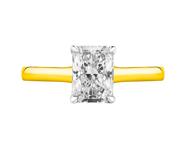 18 K Rhodium-Plated Yellow Gold Ring with Laboratory Diamond - 1,00 ct - fineness 14 K