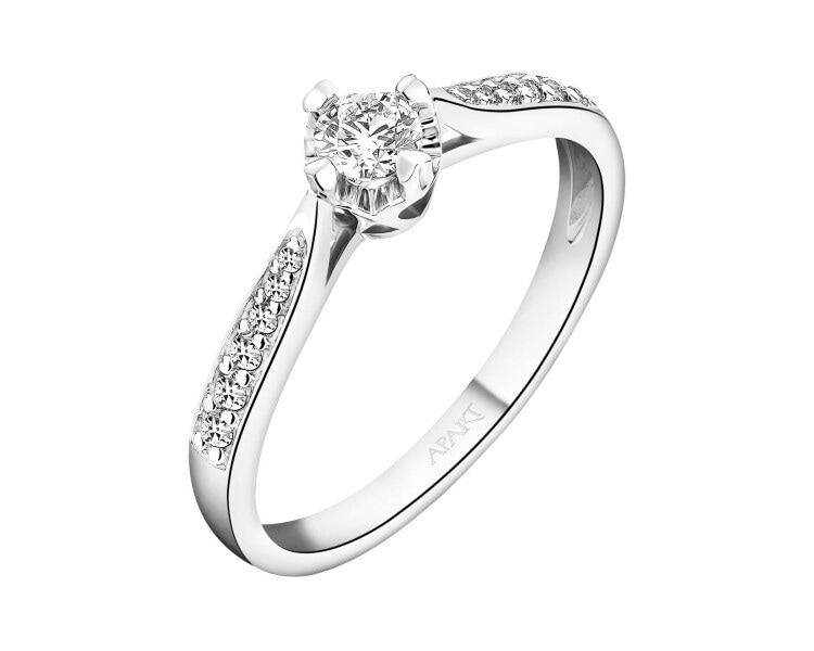 Pierścionek z białego złota z brylantami – serce - 0,26 ct - próba 585