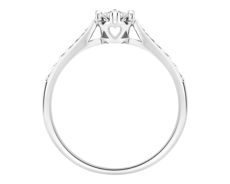 Pierścionek z białego złota z brylantami – serce - 0,26 ct - próba 585