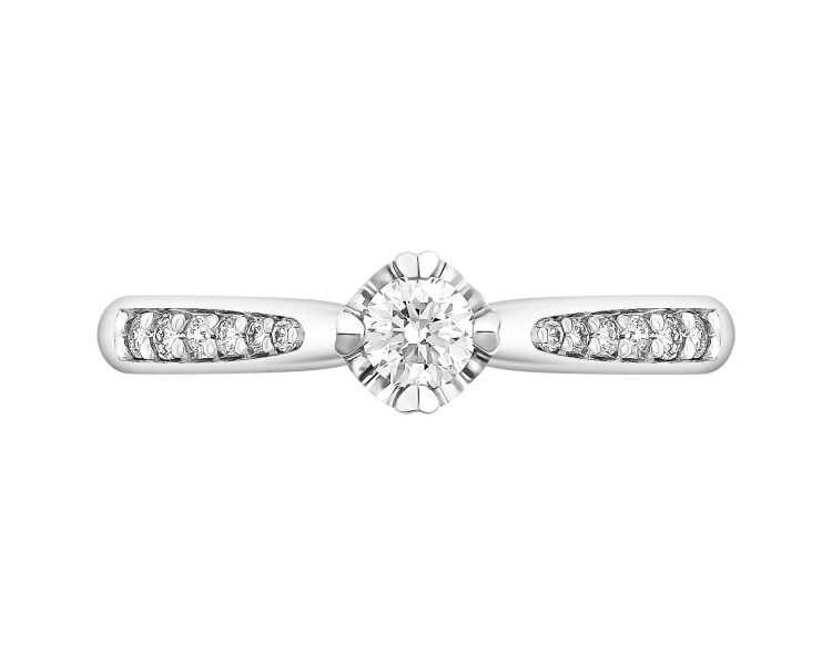 Pierścionek z białego złota z brylantami – serce - 0,26 ct - próba 585