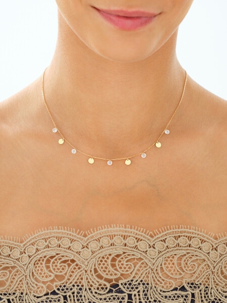 9 K Yellow Gold Necklace with Cubic Zirconia