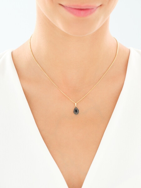 585 Yellow Gold/Black Rhodium Pendant with Cubic Zirconia