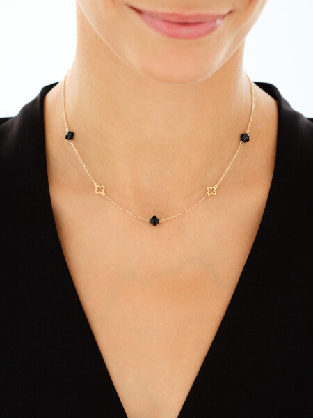 Gold-Plated Silver Necklace with Glass