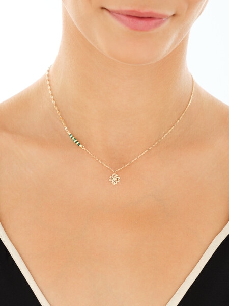 Gold-Plated Silver Necklace with Cubic Zirconia