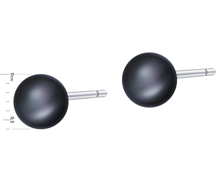 Rhodium Plated Silver Earrings with Pearl
