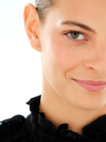Gold Plated Siilver/Rose-Coloured Earring with Cubic Zirconia