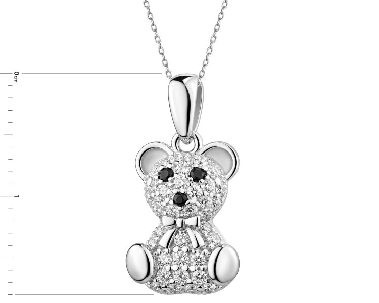 Rhodium Plated Silver Pendant with Cubic Zirconia