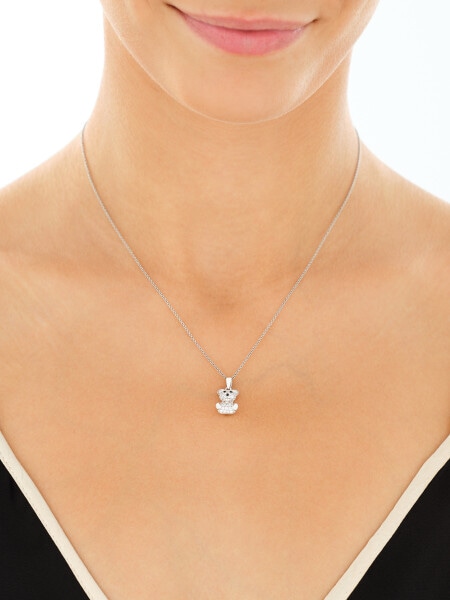 Rhodium Plated Silver Pendant with Cubic Zirconia