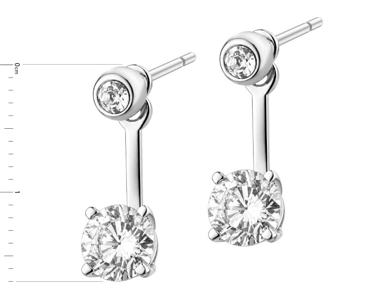 Rhodium Plated Silver Dangling Earring with Cubic Zirconia
