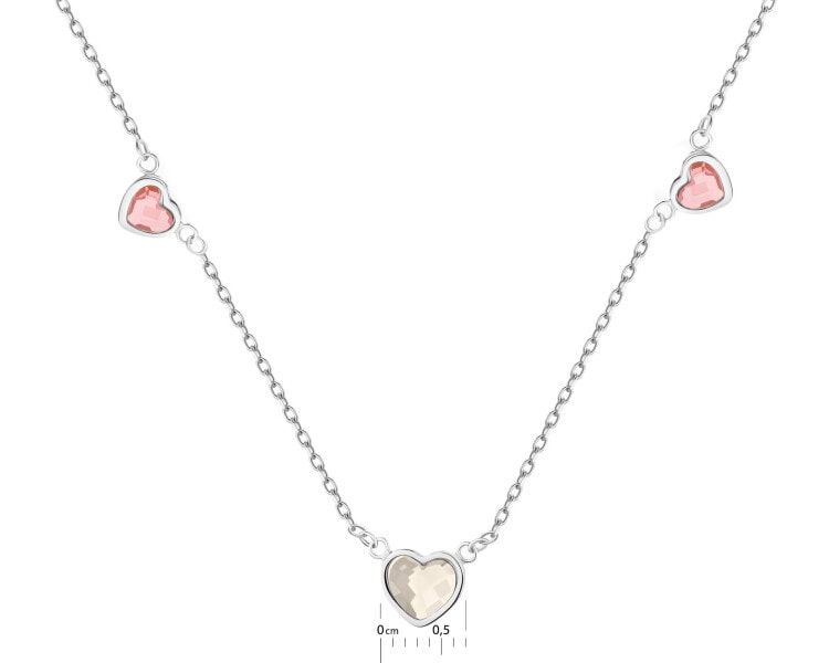 Rhodium Plated Silver Necklace with Glass
