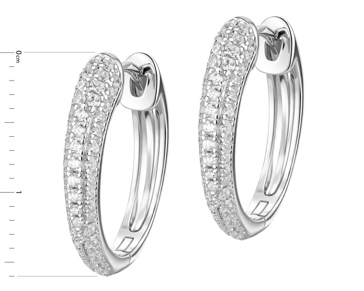 Rhodium Plated Silver Hoop Earring with Cubic Zirconia