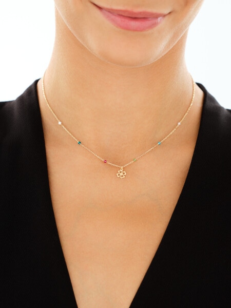 Gold-Plated Silver Necklace with Glass
