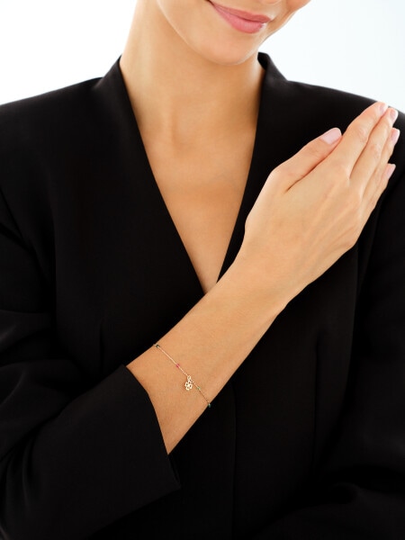 Gold-Plated Silver Bracelet with Glass