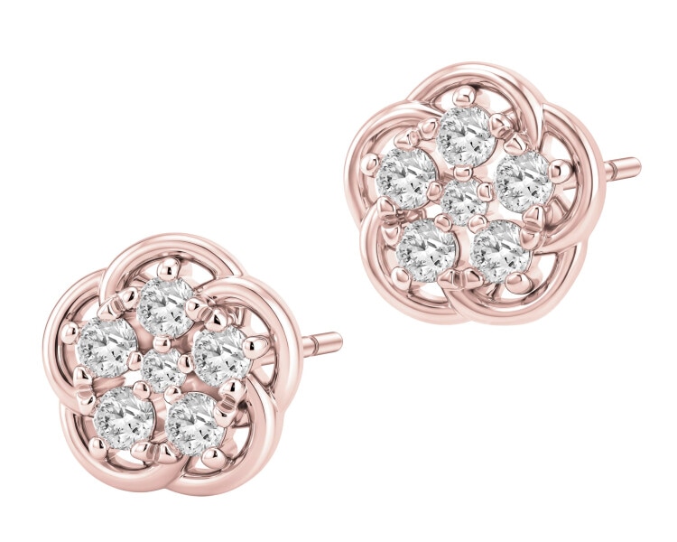 Kolczyki srebrne z diamentami laboratoryjnymi - kwiaty - 0,23 ct