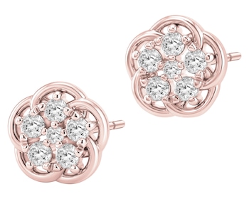 Kolczyki srebrne z diamentami laboratoryjnymi - kwiaty - 0,23 ct