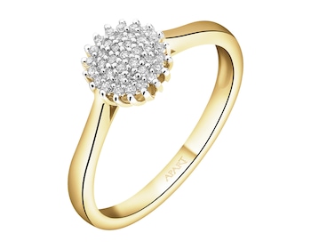 Pierścionek z żółtego złota z diamentami - 0,11 ct - próba 585