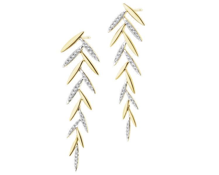 Kolczyki z żółtego złota z brylantami - 0,35 ct - próba 585